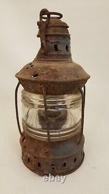 Antique railroad lantern with super thick glass