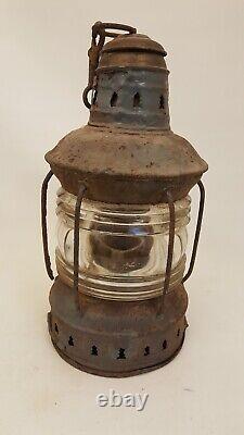 Antique railroad lantern with super thick glass