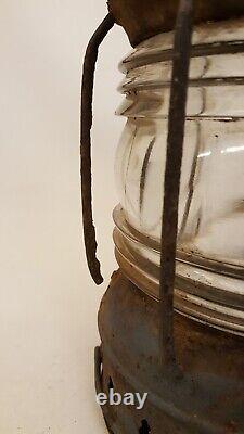 Antique railroad lantern with super thick glass