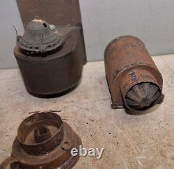 Antique tin coal mining light collectible railroad lamp vintage tool parts lot