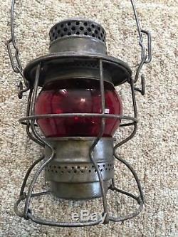 Antique vintage ADLAKE KERO Railroad Lantern with Cast Red Globe 1921-1923