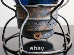 Armspear New York 1925 Adlake CNX Kero Cobalt Blue Railroad Lantern 14 3/4