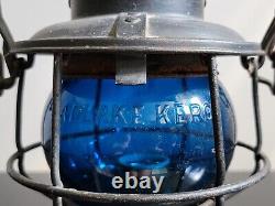 Armspear New York 1925 Adlake CNX Kero Cobalt Blue Railroad Lantern 14 3/4