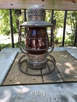 Armspear P & R. R. R Railroad Lantern with RARE Tall Red Flashed P & R R R Globe