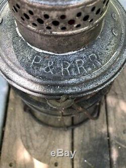 Armspear P & R. R. R Railroad Lantern with RARE Tall Red Flashed P & R R R Globe