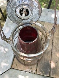 Armspear P & R. R. R Railroad Lantern with RARE Tall Red Flashed P & R R R Globe