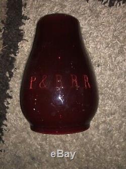 Armspear P & R. R. R Railroad Lantern with RARE Tall Red Flashed P & R R R Globe