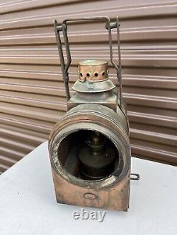 Atq Dutch Railroad Marker Lamp Train Signal Rr Light Brass Lantern Utrecht J. A