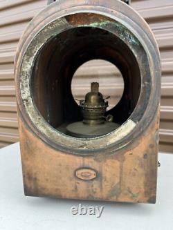 Atq Dutch Railroad Marker Lamp Train Signal Rr Light Brass Lantern Utrecht J. A