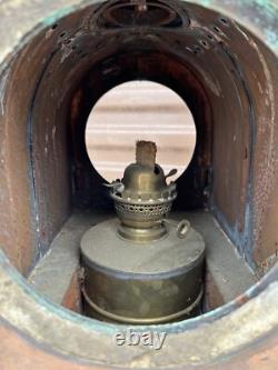 Atq Dutch Railroad Marker Lamp Train Signal Rr Light Brass Lantern Utrecht J. A