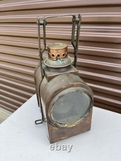 Atq Dutch Railroad Marker Lamp Train Signal Rr Light Brass Lantern Utrecht J. A