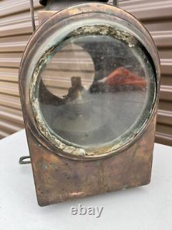Atq Dutch Railroad Marker Lamp Train Signal Rr Light Brass Lantern Utrecht J. A