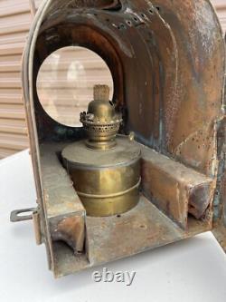 Atq Dutch Railroad Marker Lamp Train Signal Rr Light Brass Lantern Utrecht J. A