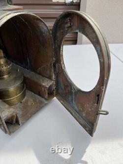 Atq Dutch Railroad Marker Lamp Train Signal Rr Light Brass Lantern Utrecht J. A