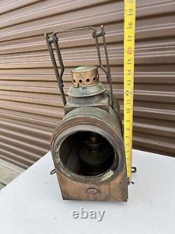 Atq Dutch Railroad Marker Lamp Train Signal Rr Light Brass Lantern Utrecht J. A