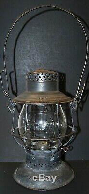 Atsf-santa Fe Tall Bell Bottom Railroad Lantern With Cast Cross Logo Globe