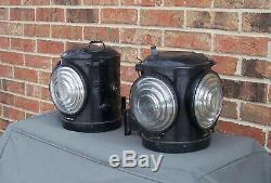 Authentic Pair Northern Pacific Railroad Steam Locomotive #1351 Class Lamps