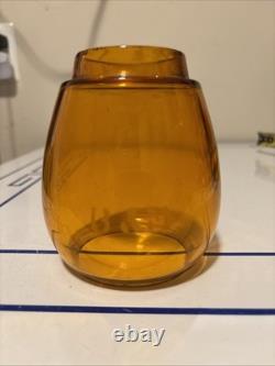 B&M Etched Amber Vesta Lantern Globe Boston & Maine Railroad RR Corning Glass