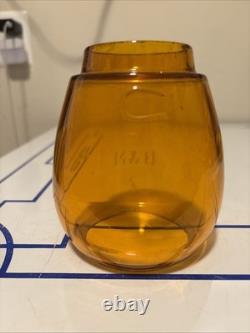 B&M Etched Amber Vesta Lantern Globe Boston & Maine Railroad RR Corning Glass