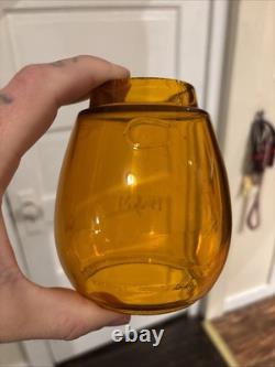 B&M Etched Amber Vesta Lantern Globe Boston & Maine Railroad RR Corning Glass