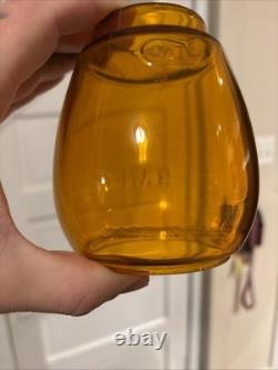 B&M Etched Amber Vesta Lantern Globe Boston & Maine Railroad RR Corning Glass