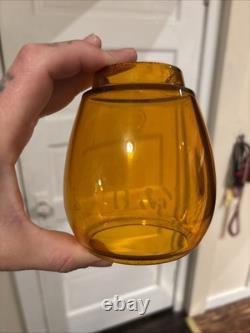B&M Etched Amber Vesta Lantern Globe Boston & Maine Railroad RR Corning Glass
