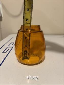 B&M Etched Amber Vesta Lantern Globe Boston & Maine Railroad RR Corning Glass