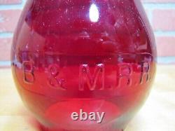 B&M RR BOSTON MAINE Railroad Lantern Light Lamp Deep Red Embossed Glass Globe
