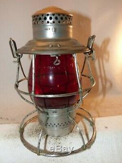 B&O RR brass top railroad lantern withred Vulcan globe