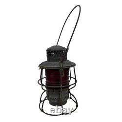 B&O Railroad Adlake Kero 4-50 USA Lantern Lamp with Red Globe Vintage