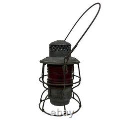 B&O Railroad Adlake Kero 4-50 USA Lantern Lamp with Red Globe Vintage
