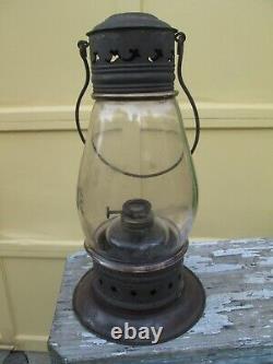 B&W RR Tin Lantern with Wheel Cut Fixed Globe, Boston & Worcester Railroad 1860's