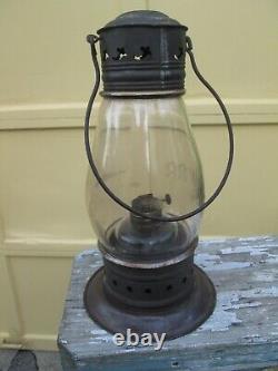 B&W RR Tin Lantern with Wheel Cut Fixed Globe, Boston & Worcester Railroad 1860's