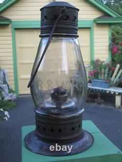 B&W RR Tin Lantern with Wheel Cut Fixed Globe, Boston & Worcester Railroad 1860's