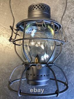 BLACK HANDLAN MISSOURI KANSAS & TEXAS RAILROAD LANTERN WithETCHED (MK&T Ry)GLOBE