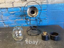 BLACK HANDLAN MISSOURI KANSAS & TEXAS RAILROAD LANTERN WithETCHED (MK&T Ry)GLOBE