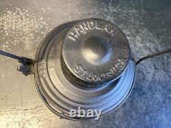 BLACK HANDLAN MISSOURI KANSAS & TEXAS RAILROAD LANTERN WithETCHED (MK&T Ry)GLOBE