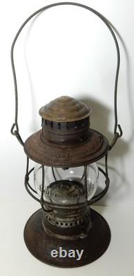 BRASS top CHICAGO MILWAUKEE ST. PAUL RAILROAD LANTERN cast globe pat 85