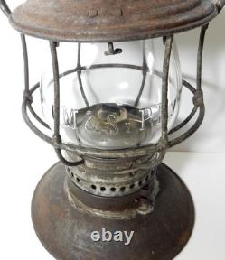 BRASS top CHICAGO MILWAUKEE ST. PAUL RAILROAD LANTERN cast globe pat 85