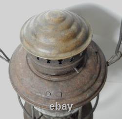 BRASS top CHICAGO MILWAUKEE ST. PAUL RAILROAD LANTERN cast globe pat 85