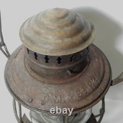 BRASS top CHICAGO MILWAUKEE ST. PAUL RAILROAD LANTERN cast globe pat 85