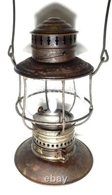 BRASS top CHICAGO MILWAUKEE ST. PAUL RAILROAD LANTERN cast globe pat 85