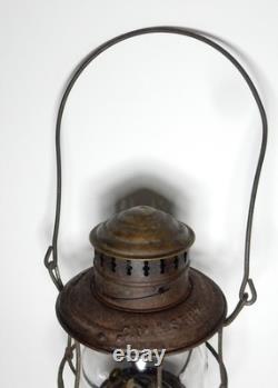BRASS top CHICAGO MILWAUKEE ST. PAUL RAILROAD LANTERN cast globe pat 85