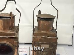 BRITISH RAILWAY LANTERN kerosene lantern brass PAIR