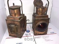 BRITISH RAILWAY LANTERN kerosene lantern brass PAIR