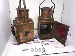 BRITISH RAILWAY LANTERN kerosene lantern brass PAIR