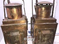 BRITISH RAILWAY LANTERN kerosene lantern brass PAIR