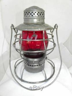 BURLINGTON ROUTE RAILROAD LANTERN Signal Red Cast Lantern Globe