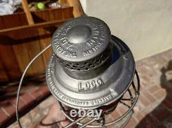 Baltimore & Ohio Tall Globe Railroad Lantern Red Cast Capitol Dome Logo Loco Mks