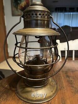 Brass Dietz 39 Grafton And Upton Railroad Bellbottom Lantern. Wheel Cut Globe